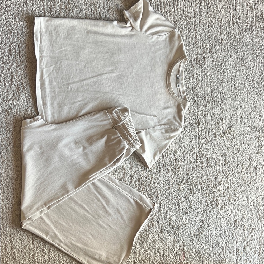 Zara cream colored T-Shirt and Pants Set